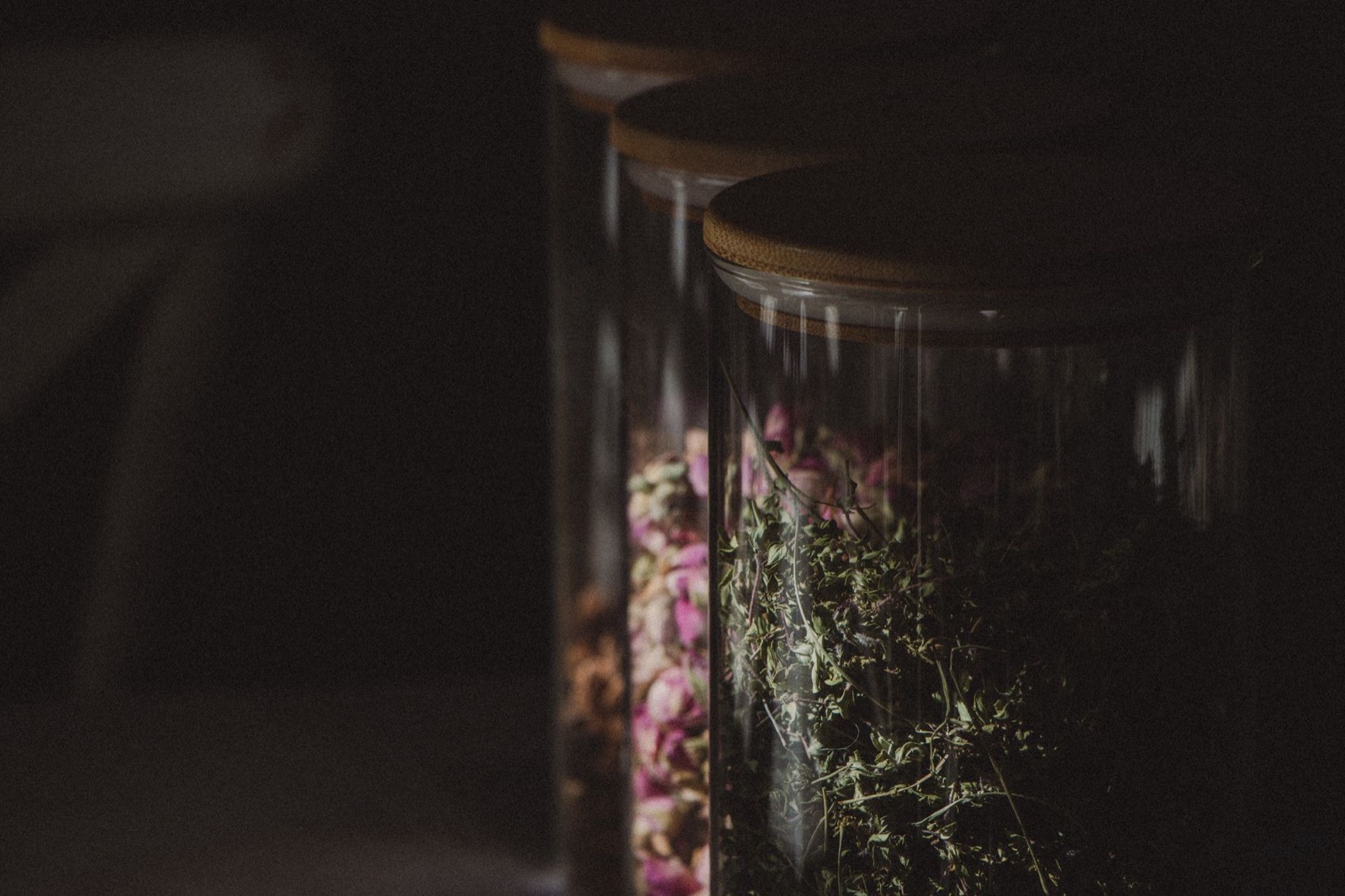 Craft cannabis cured in a sealed glass jar