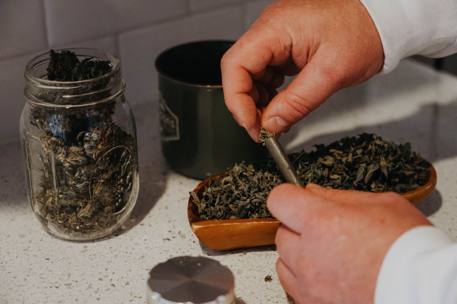 Craft cannabis cured in a glass jar to preserve terpenes